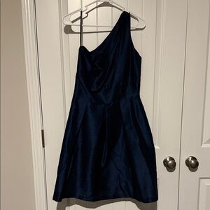 ALFRED SUNG One-Shoulder Midnight Blue Dress